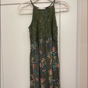 Dark green long casual girls dress